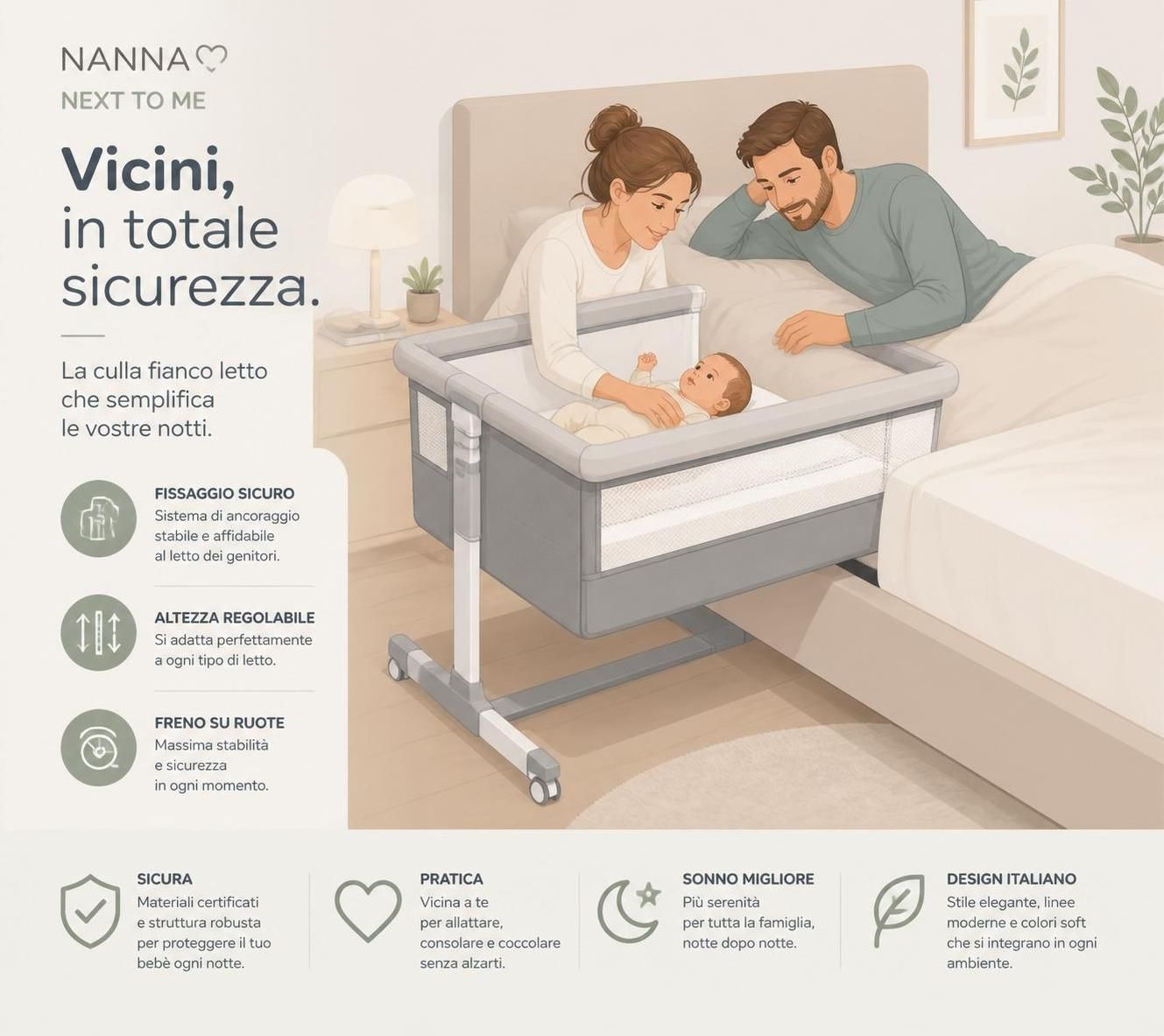 scopri la guida completa alla scelta della culla next to me per il co-sleeping e garantisci un sonno sicuro e sereno accanto al tuo bambino.